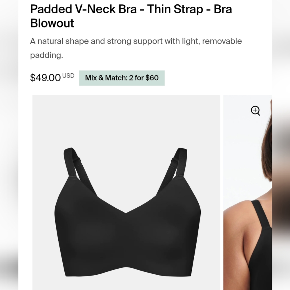 NWT Knix V-Neck Padded Bra color Midnight size 7